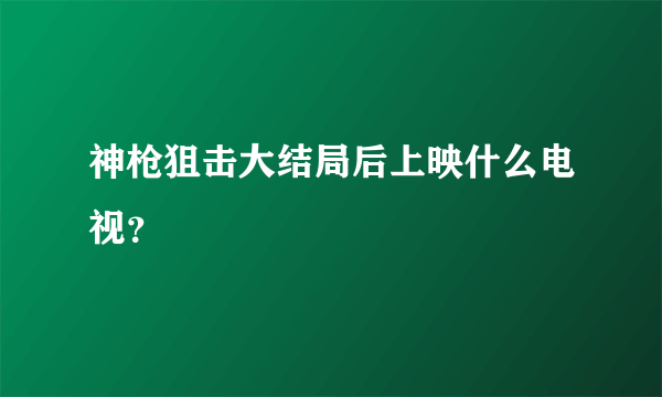 神枪狙击大结局后上映什么电视？