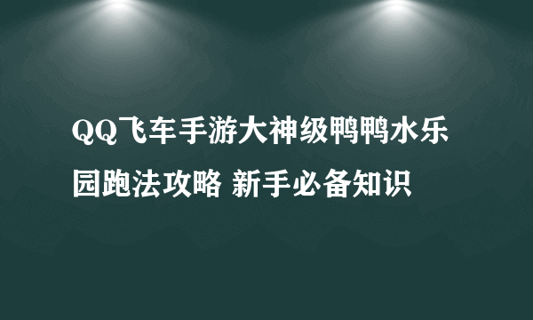 QQ飞车手游大神级鸭鸭水乐园跑法攻略 新手必备知识