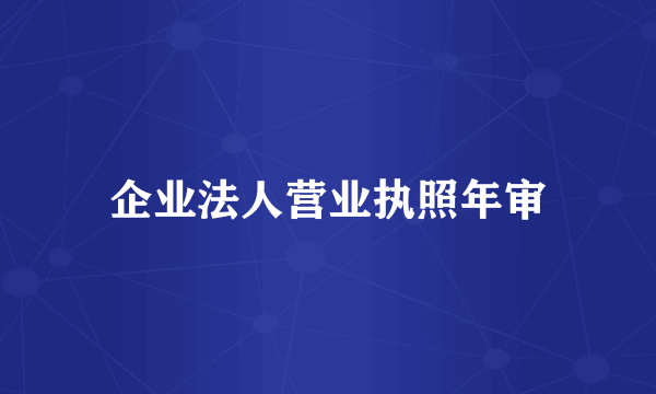 企业法人营业执照年审