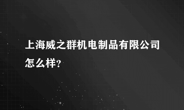 上海威之群机电制品有限公司怎么样？