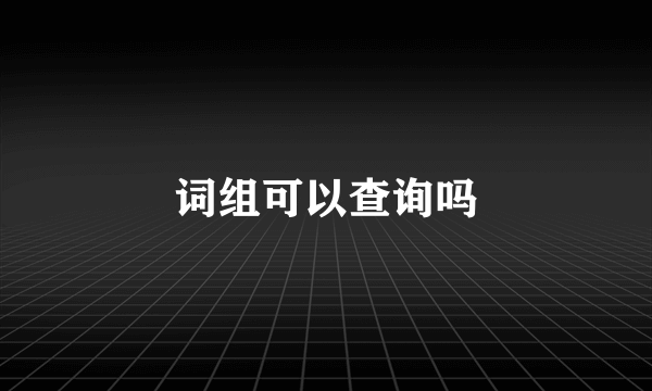 词组可以查询吗