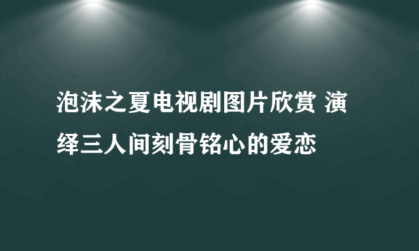 泡沫之夏电视剧图片欣赏 演绎三人间刻骨铭心的爱恋