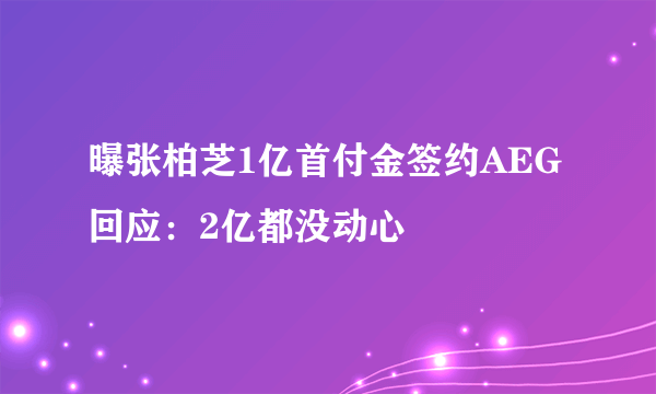 曝张柏芝1亿首付金签约AEG 回应：2亿都没动心