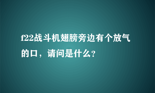 f22战斗机翅膀旁边有个放气的口，请问是什么？