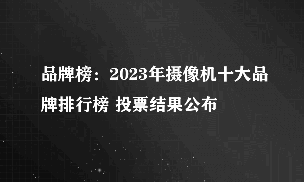 品牌榜：2023年摄像机十大品牌排行榜 投票结果公布