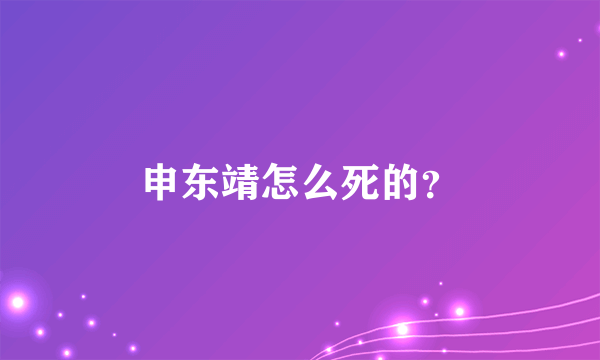 申东靖怎么死的？