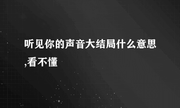 听见你的声音大结局什么意思,看不懂