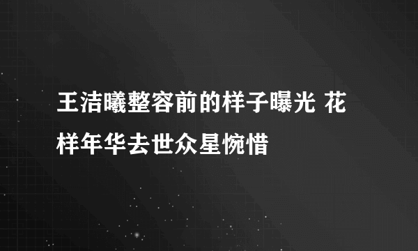 王洁曦整容前的样子曝光 花样年华去世众星惋惜