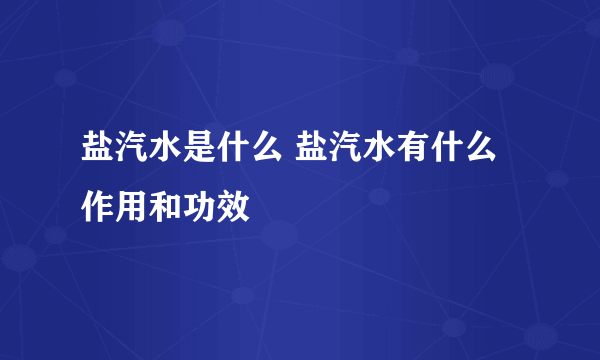 盐汽水是什么 盐汽水有什么作用和功效