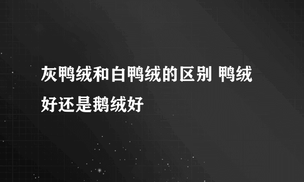 灰鸭绒和白鸭绒的区别 鸭绒好还是鹅绒好