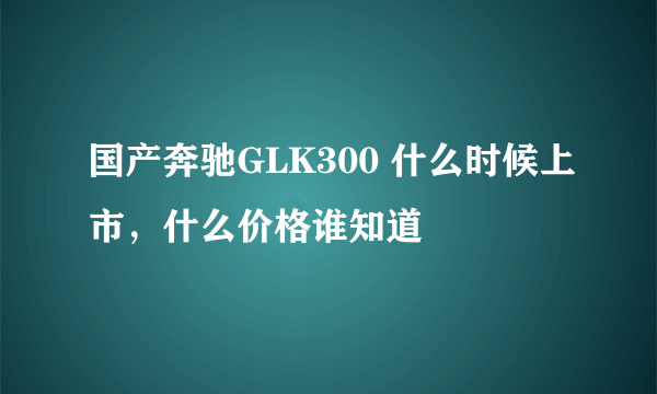 国产奔驰GLK300 什么时候上市，什么价格谁知道