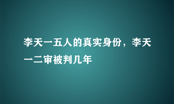 李天一五人的真实身份，李天一二审被判几年