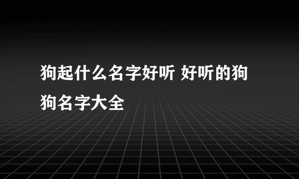 狗起什么名字好听 好听的狗狗名字大全