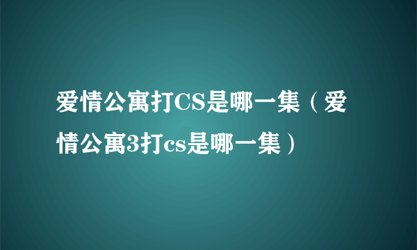 爱情公寓打CS是哪一集（爱情公寓3打cs是哪一集）