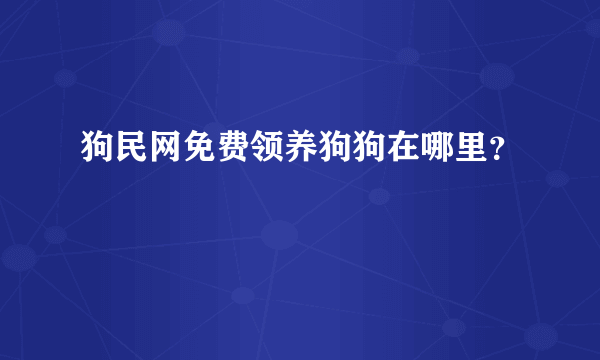 狗民网免费领养狗狗在哪里？