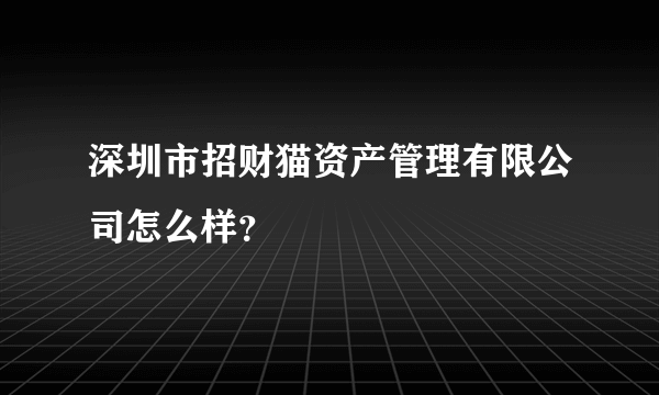 深圳市招财猫资产管理有限公司怎么样？