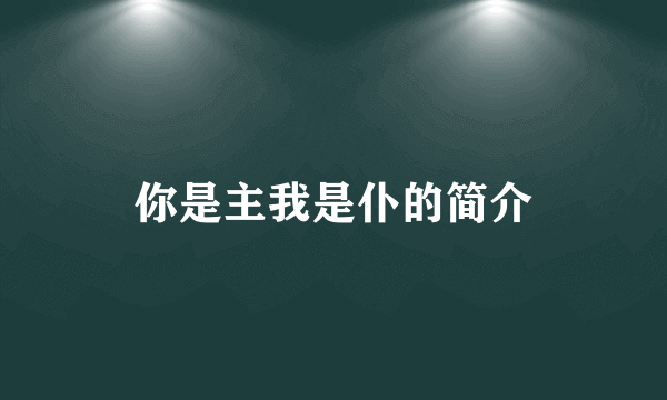 你是主我是仆的简介