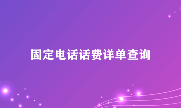 固定电话话费详单查询