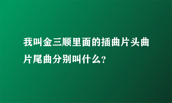 我叫金三顺里面的插曲片头曲片尾曲分别叫什么？