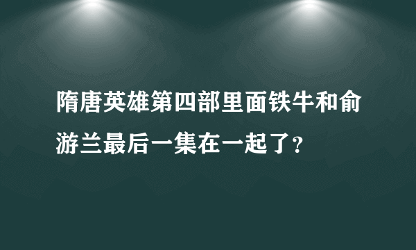 隋唐英雄第四部里面铁牛和俞游兰最后一集在一起了？