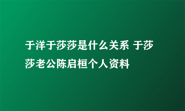 于洋于莎莎是什么关系 于莎莎老公陈启桓个人资料