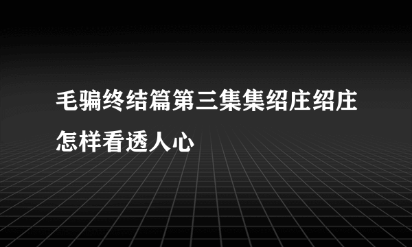 毛骗终结篇第三集集绍庄绍庄怎样看透人心