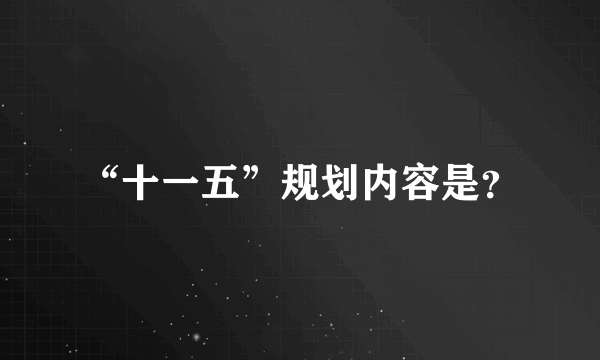 “十一五”规划内容是？