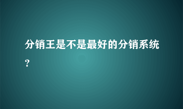 分销王是不是最好的分销系统？