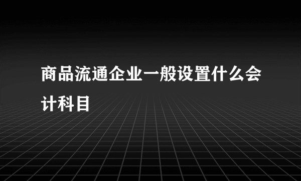 商品流通企业一般设置什么会计科目