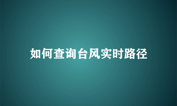 如何查询台风实时路径