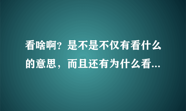 看啥啊？是不是不仅有看什么的意思，而且还有为什么看的意思？