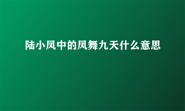 陆小凤中的凤舞九天什么意思