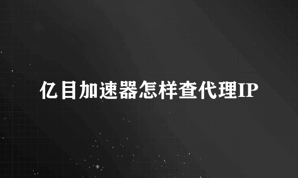 亿目加速器怎样查代理IP