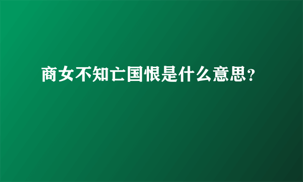 商女不知亡国恨是什么意思？