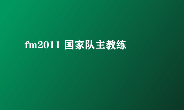 fm2011 国家队主教练