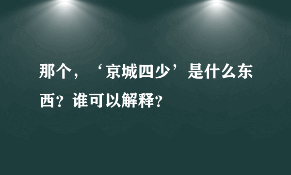 那个，‘京城四少’是什么东西？谁可以解释？