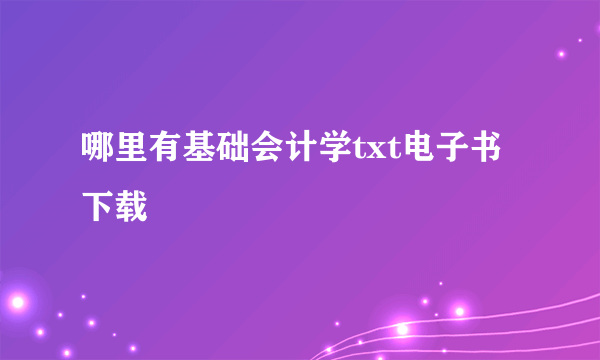 哪里有基础会计学txt电子书下载