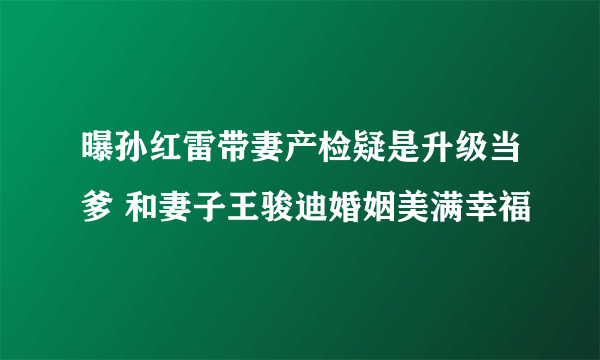 曝孙红雷带妻产检疑是升级当爹 和妻子王骏迪婚姻美满幸福