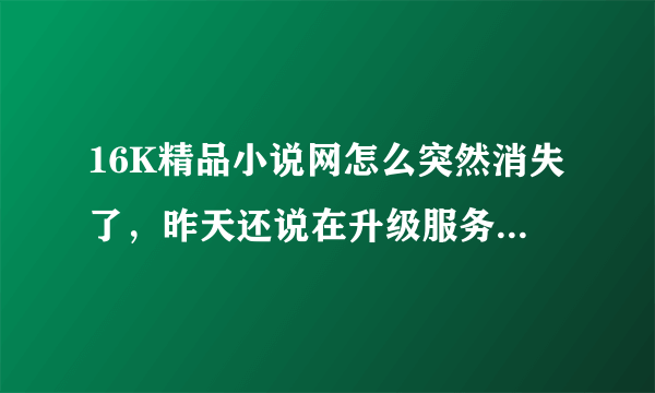 16K精品小说网怎么突然消失了，昨天还说在升级服务器，今天却没了进不去了