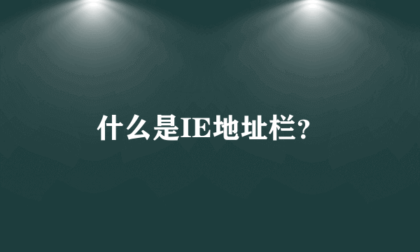 什么是IE地址栏？