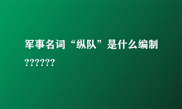 军事名词“纵队”是什么编制??????