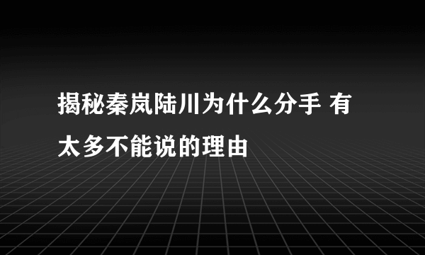 揭秘秦岚陆川为什么分手 有太多不能说的理由