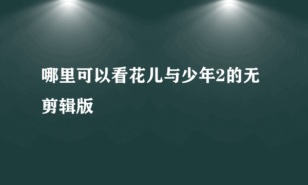 哪里可以看花儿与少年2的无剪辑版