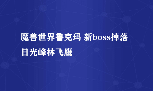 魔兽世界鲁克玛 新boss掉落日光峰林飞鹰