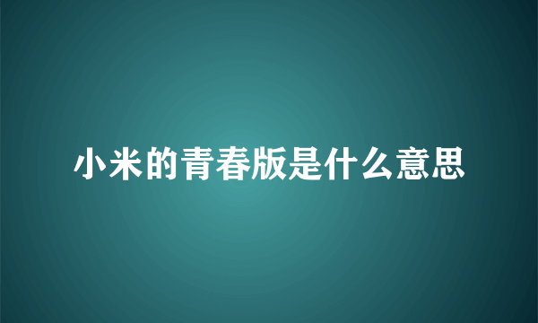 小米的青春版是什么意思