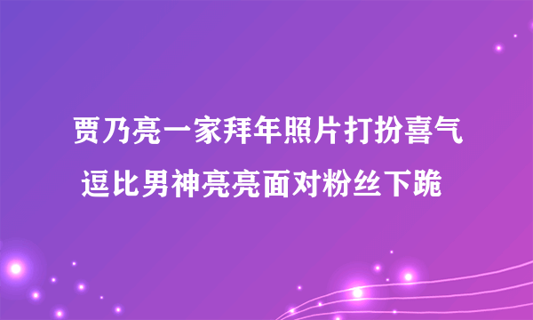 贾乃亮一家拜年照片打扮喜气 逗比男神亮亮面对粉丝下跪