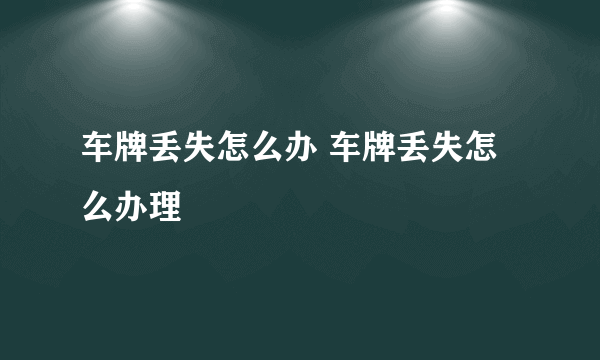 车牌丢失怎么办 车牌丢失怎么办理