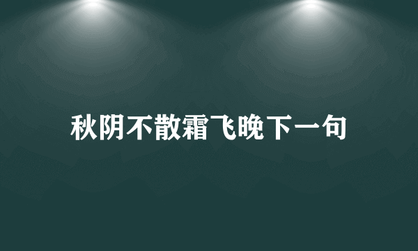 秋阴不散霜飞晚下一句