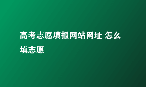 高考志愿填报网站网址 怎么填志愿