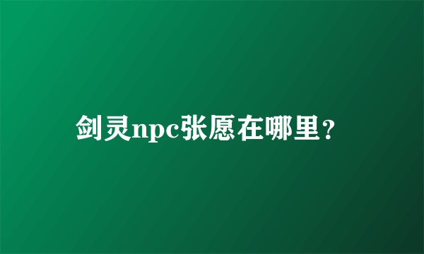 剑灵npc张愿在哪里？